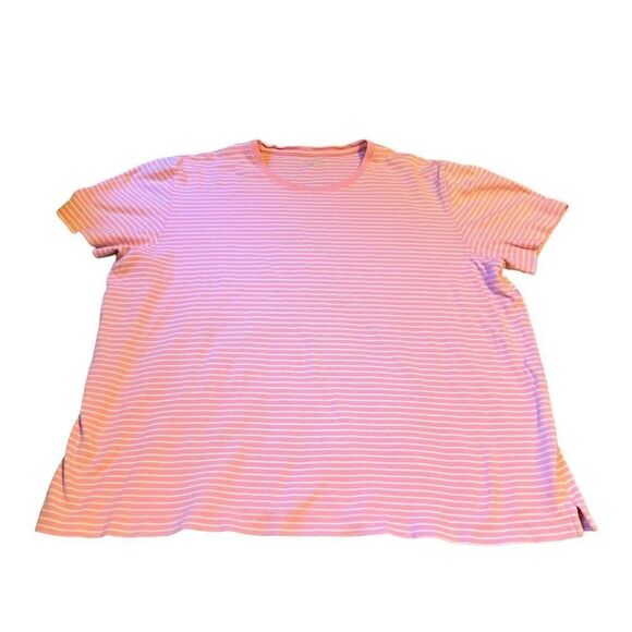 Kim Rogers Soft Women’s Size 1X Pink White Striped Tshirt Blouse Top Casual - Picture 1 of 6